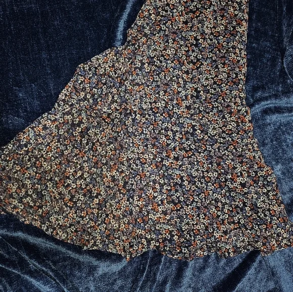 Michael Kors Blue Coral Floral Long Women's Skirt Lined Medium - Picture 10 of 11